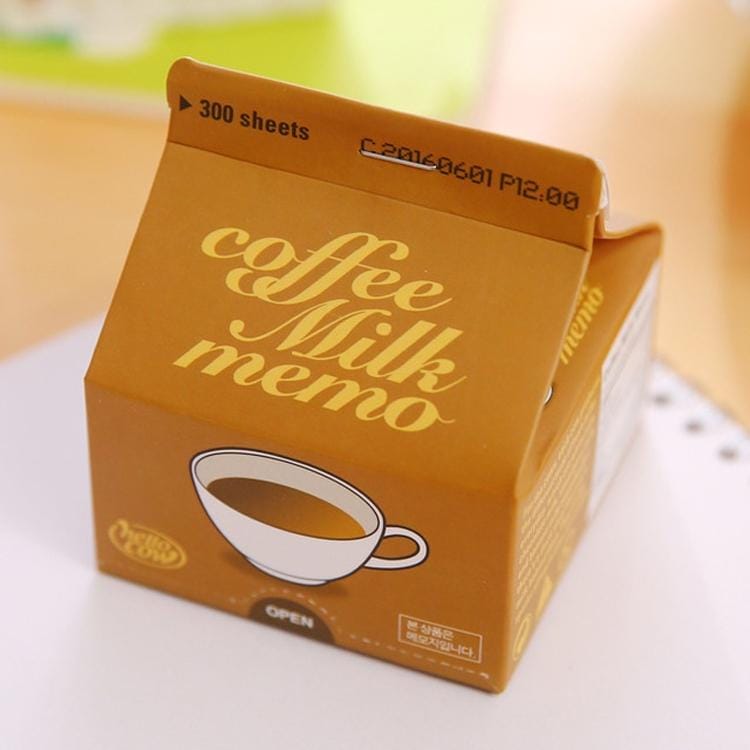 Creative Cute Milk Box Memo Note Paper Office School Supplies (Coffee)