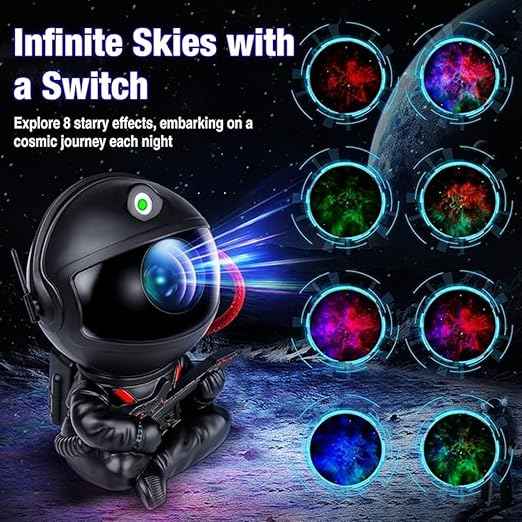 360° Rotating Guitar Astronaut Star Projector – LED Nebula Galaxy Night Light with Remote, Timer & Adjustable Head for Bedroom, Kids Room & Party Décor