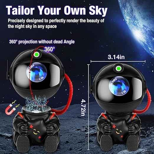 360° Rotating Astronaut Galaxy Night Lamp – Star Nebula LED Projector with Remote Control, Timer & Adjustable Head for Home & Kids Room
