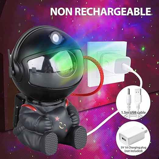 360° Rotating Astronaut Galaxy Night Lamp – Star Nebula LED Projector with Remote Control, Timer & Adjustable Head for Home & Kids Room