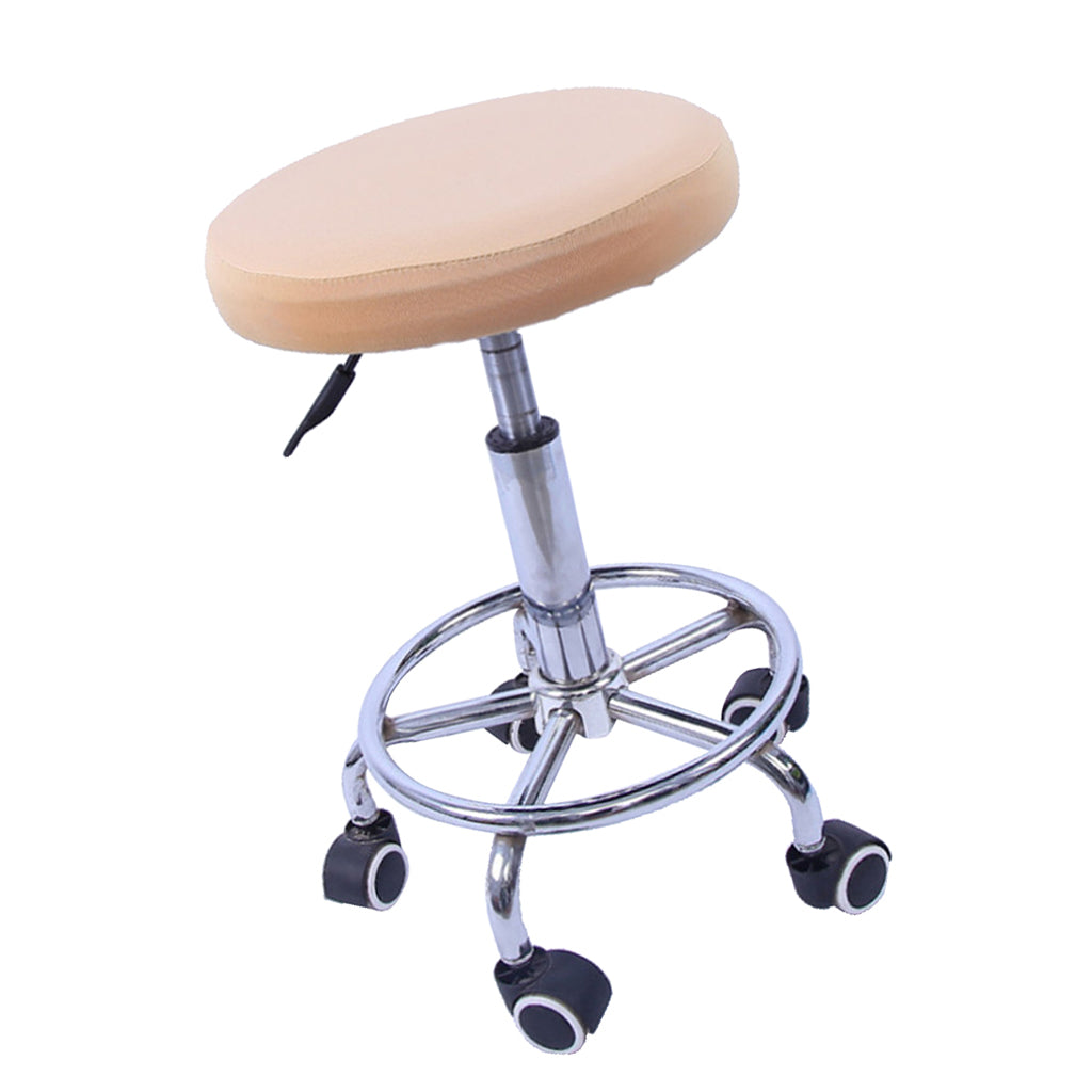 10 Pieces Elastic Bar Stool Covers Round Chair Seat Cover Cushion Beige