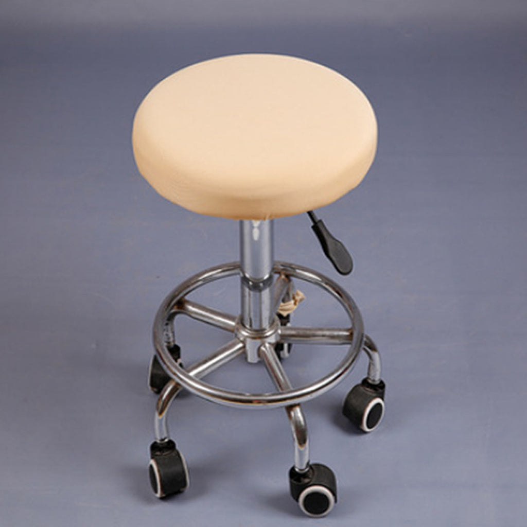 10 Pieces Elastic Bar Stool Covers Round Chair Seat Cover Cushion Beige