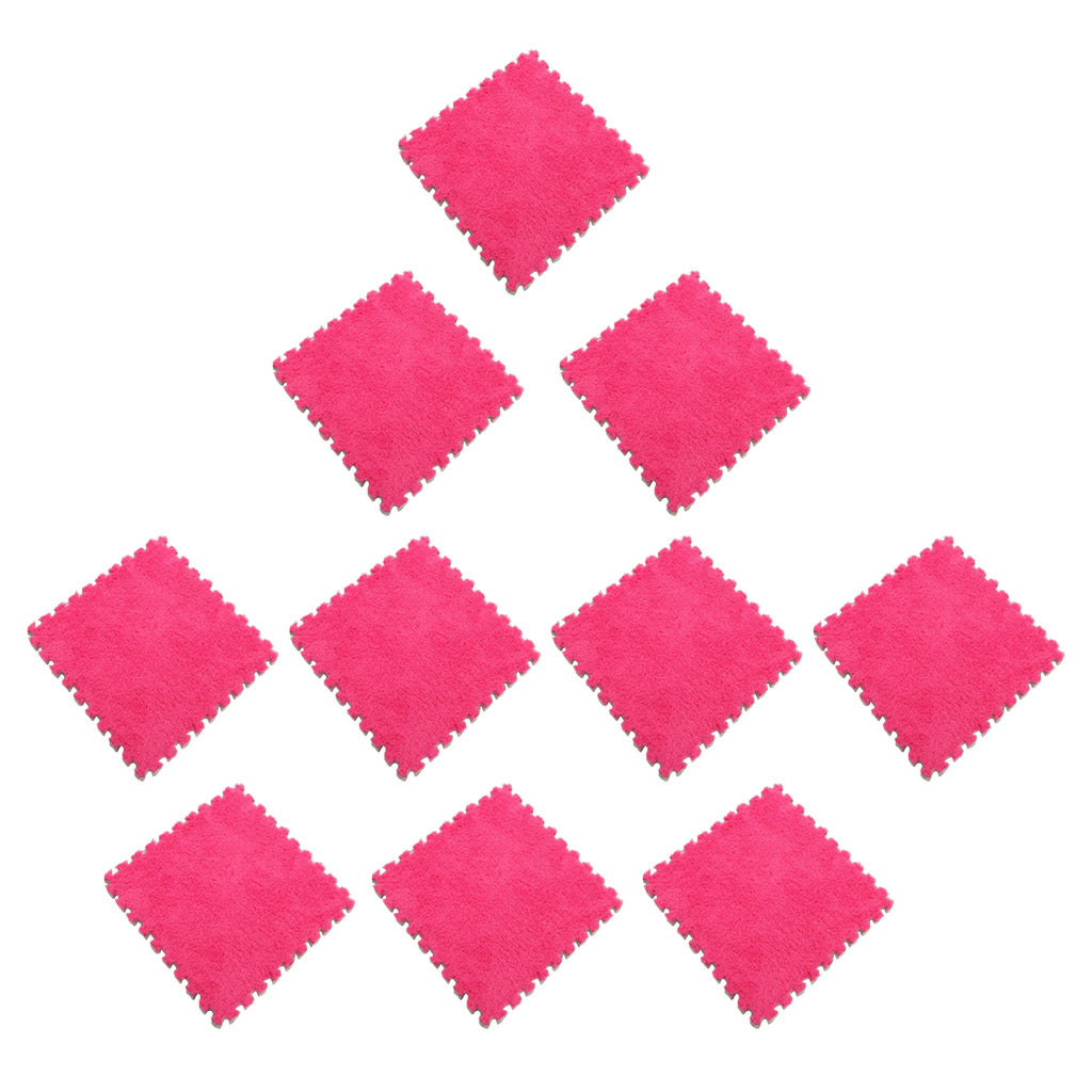 30Pcs EVA Foam Interlocking Puzzle Exercise Mat, Rose Red Beige Brown