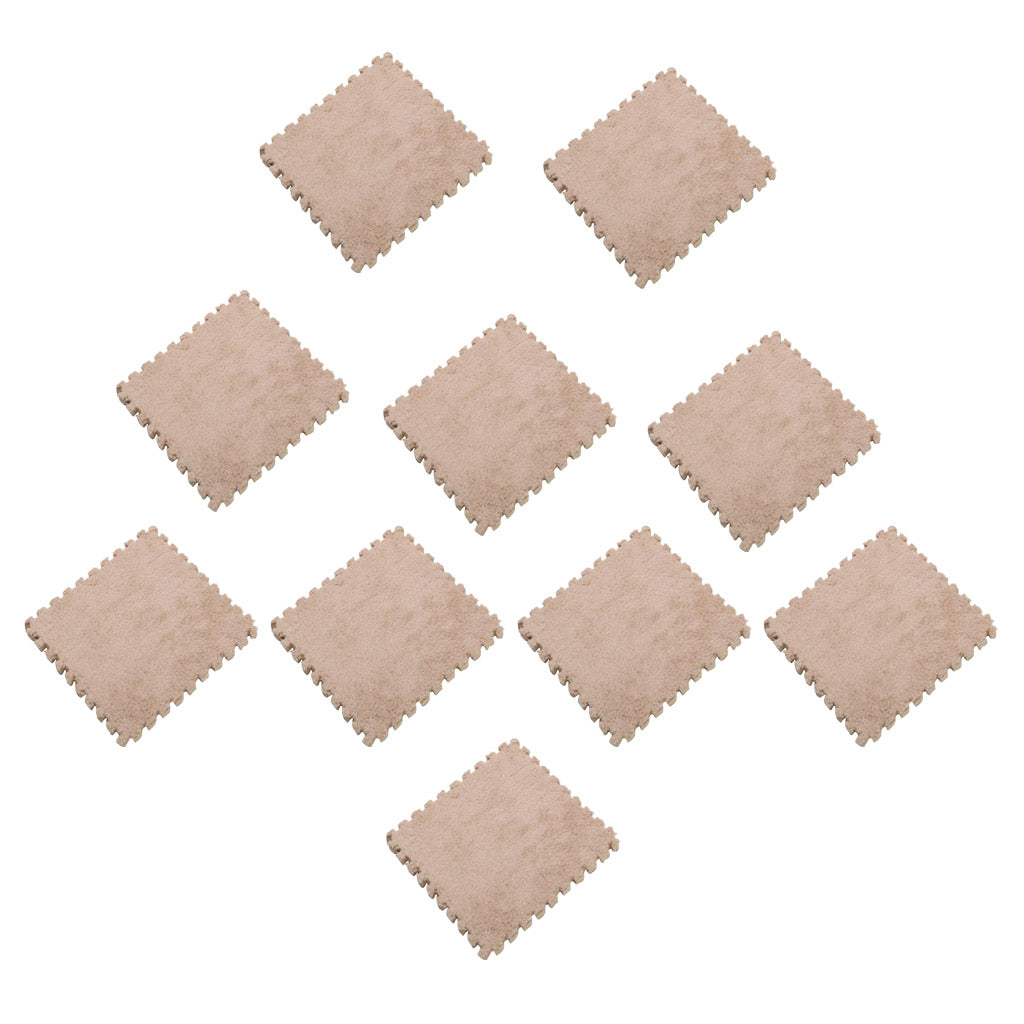 10Pc EVA Foam Puzzle Exercise Mat Interlocking Tiles Baby Crawl Mats Beige
