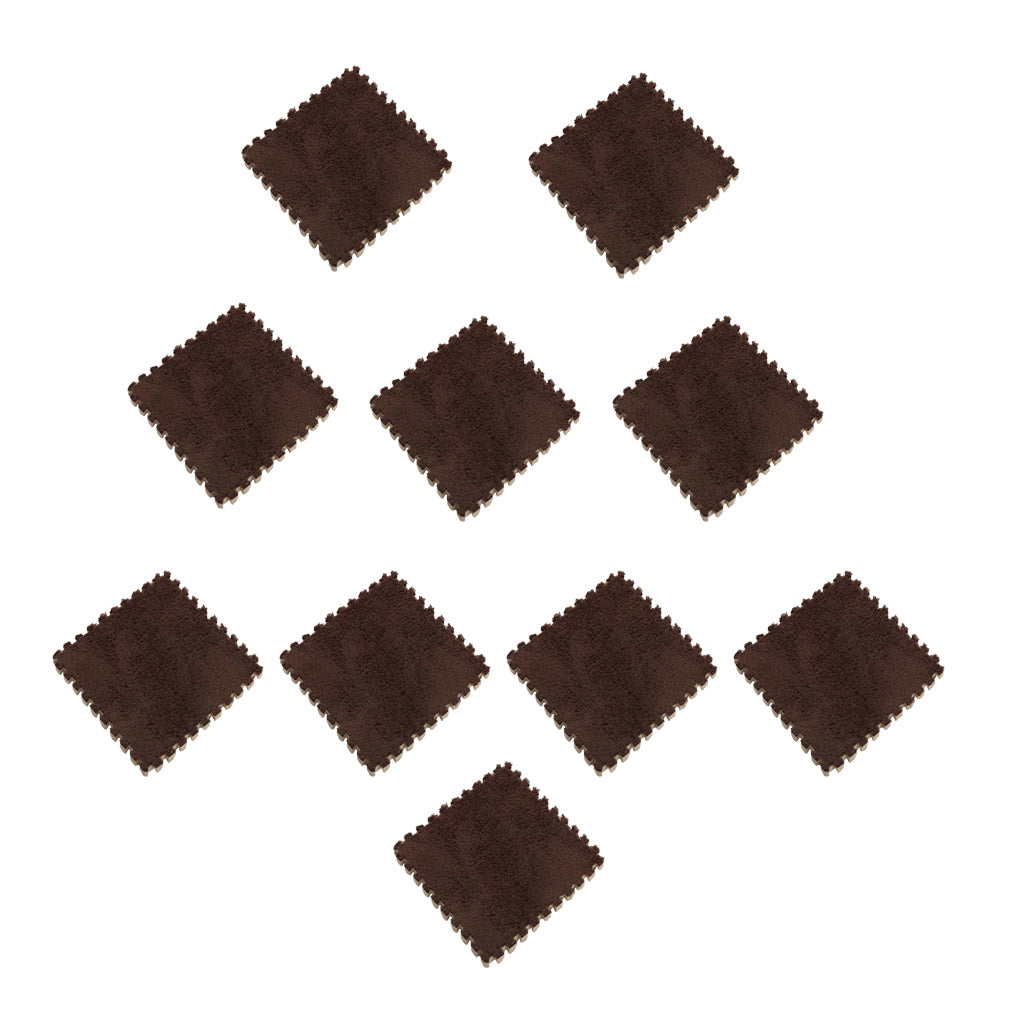 10Pc EVA Foam Puzzle Exercise Mat Interlocking Tiles Baby Crawl Mat Brown