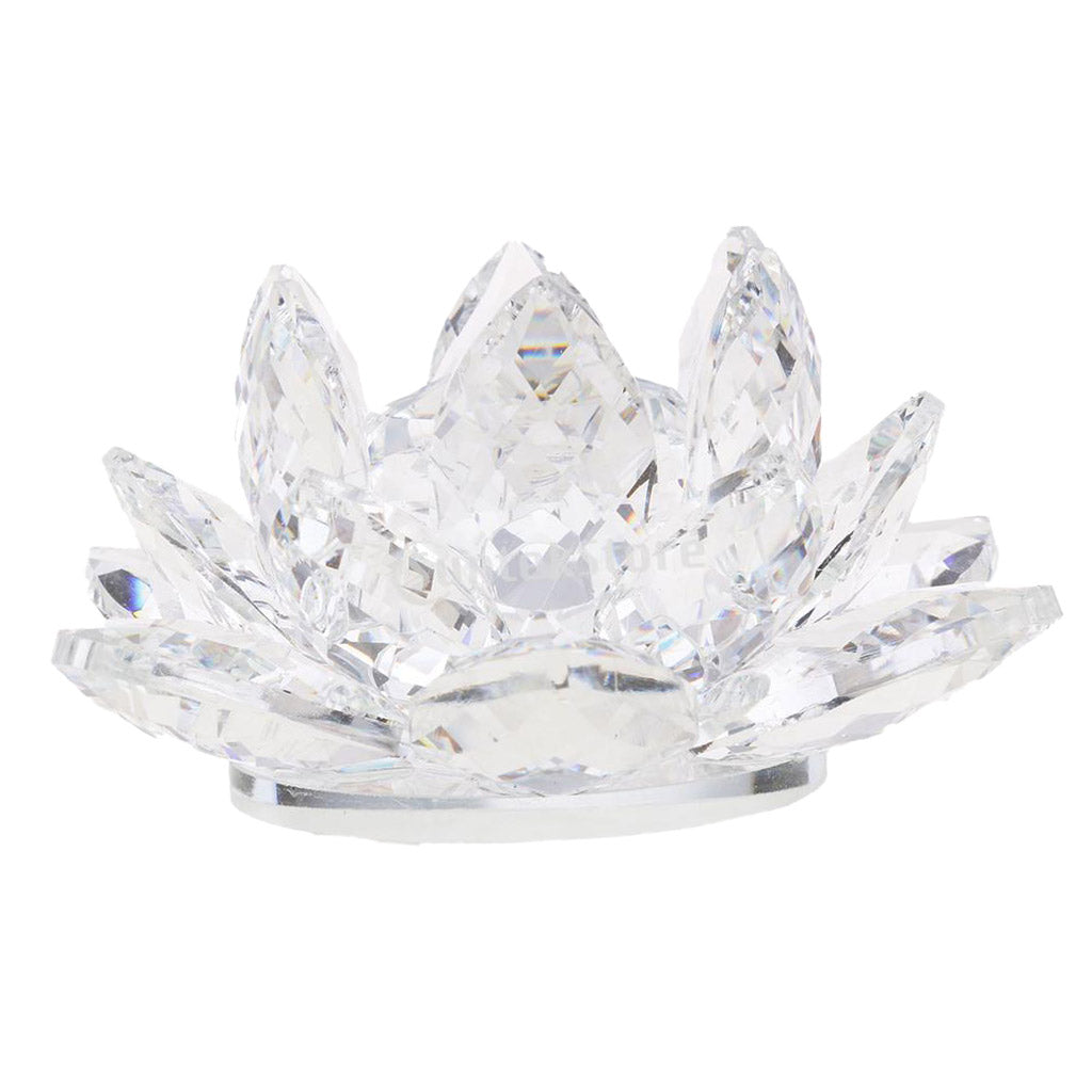 Crystal Lotus Flower Craft Paperweight Feng Shui Decor Love Holy Transparent