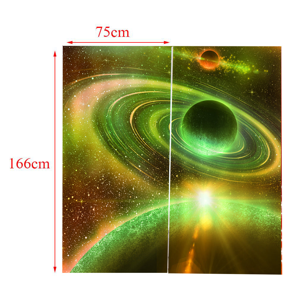 2 Panel Printed Curtain, Thermal Insulated Curtain Drape Universe