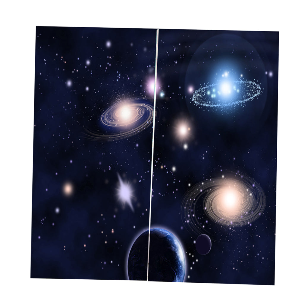 2 Panel Printed Curtain, Thermal Insulated Curtain Drape Galaxy