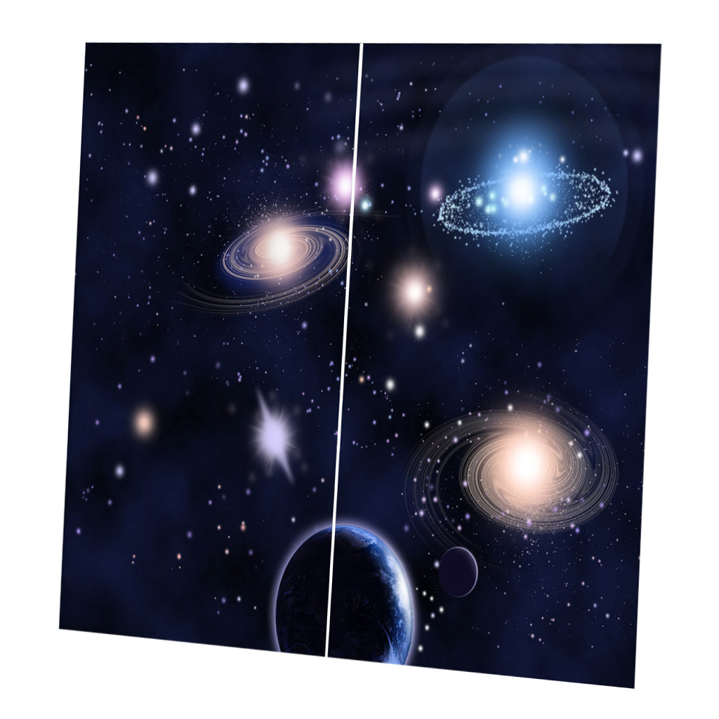 2 Panel Printed Curtain, Thermal Insulated Curtain Drape Galaxy
