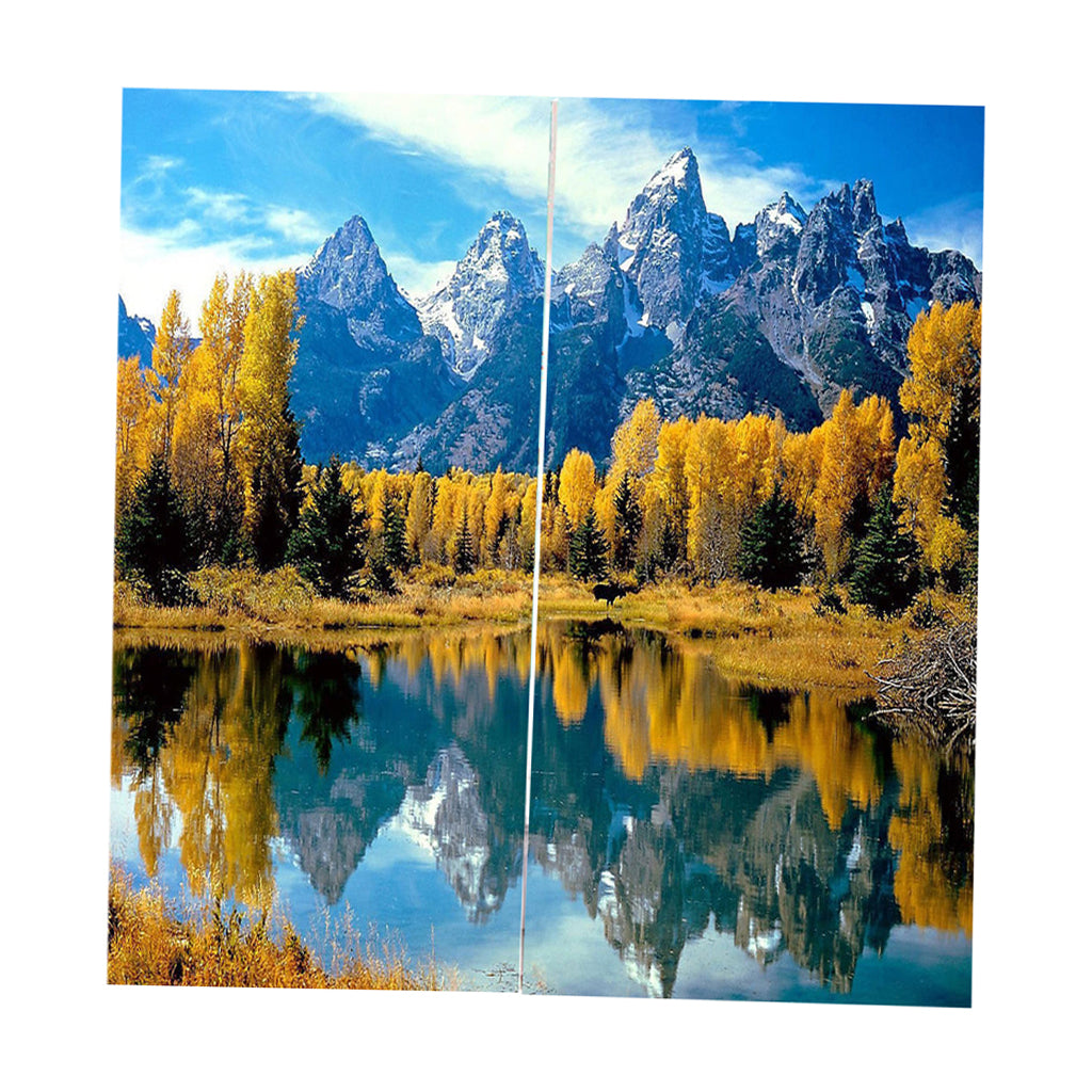 2 Panels Digital 3D Printing Blackout Window Curtains Yellow Leaves