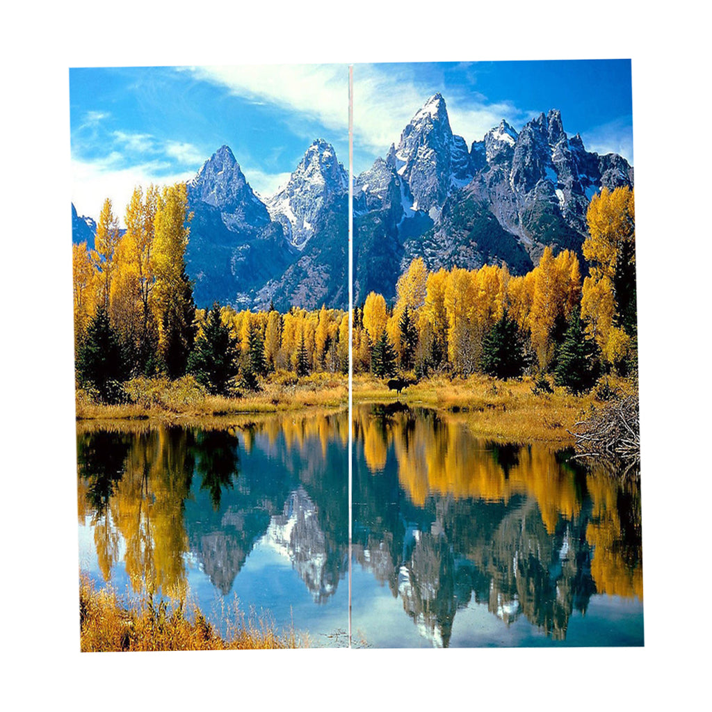 2 Panels Digital 3D Printing Blackout Window Curtains Yellow Leaves