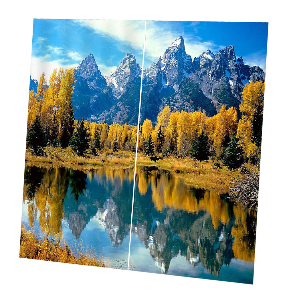 2 Panels Digital 3D Printing Blackout Window Curtains Yellow Leaves
