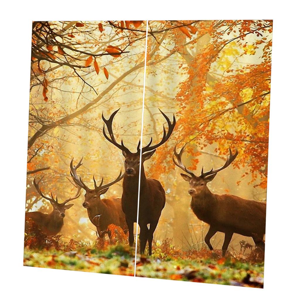 2 Panel Printed Curtain Thermal Insulated Curtain Drape Deers