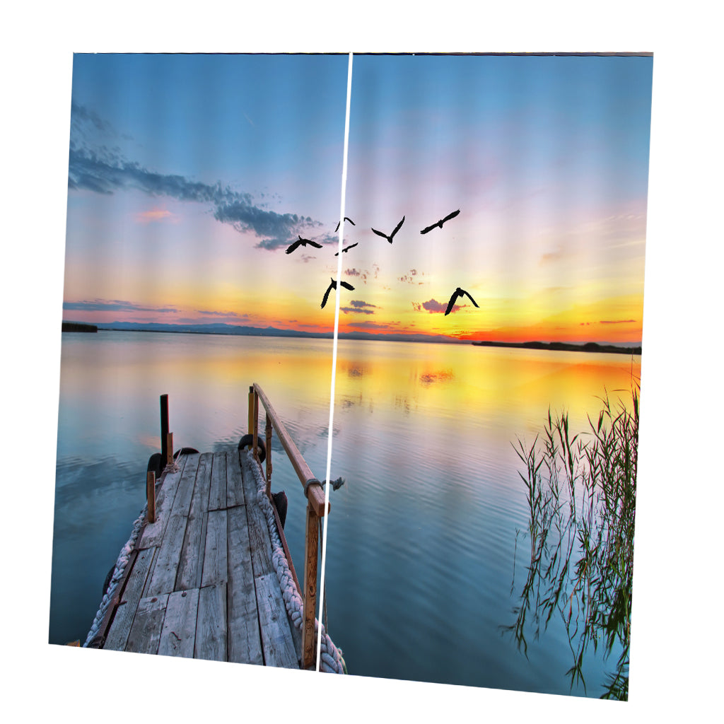 2 Panel Printed Curtain Thermal Insulated Curtain Drape Swan