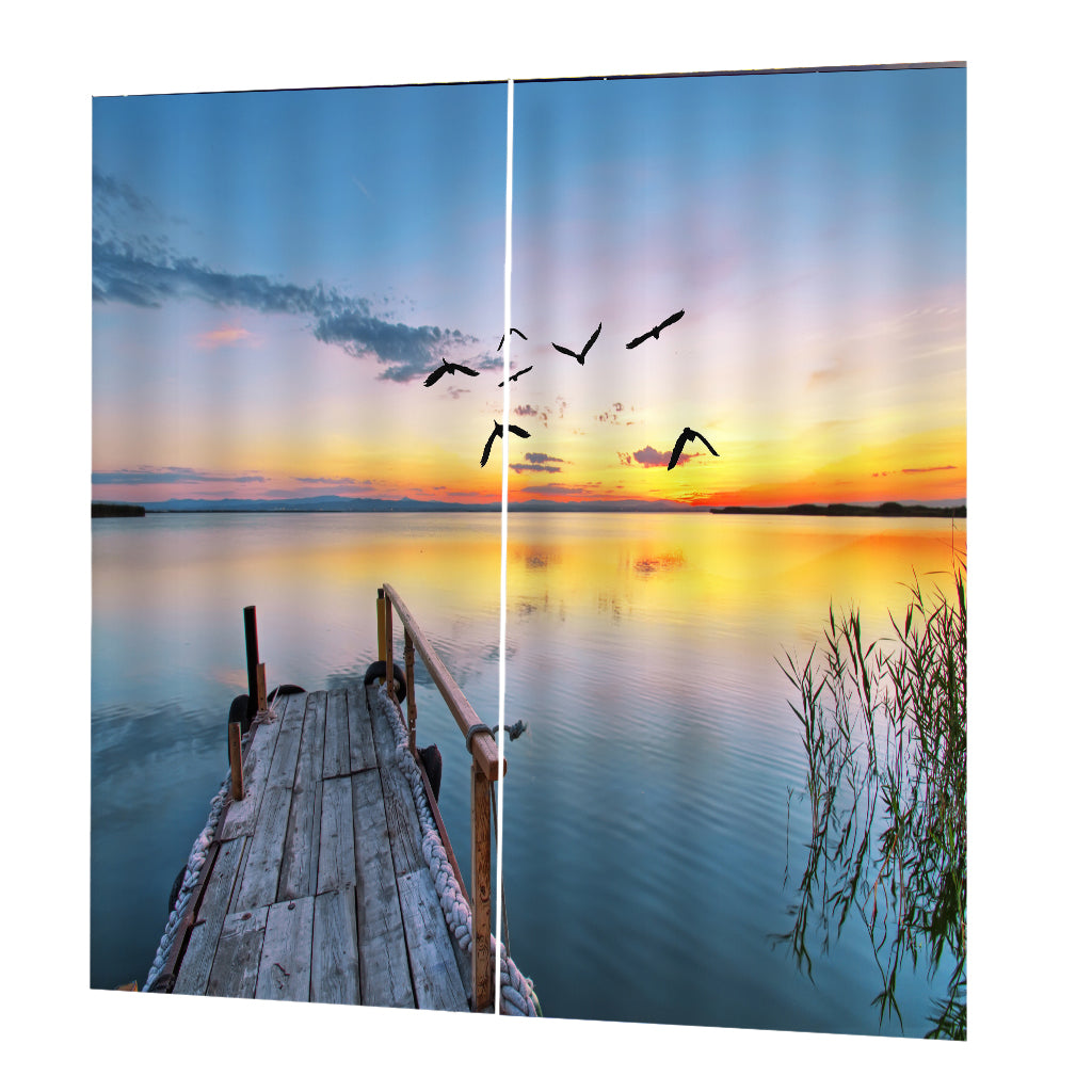 2 Panel Printed Curtain Thermal Insulated Curtain Drape Swan