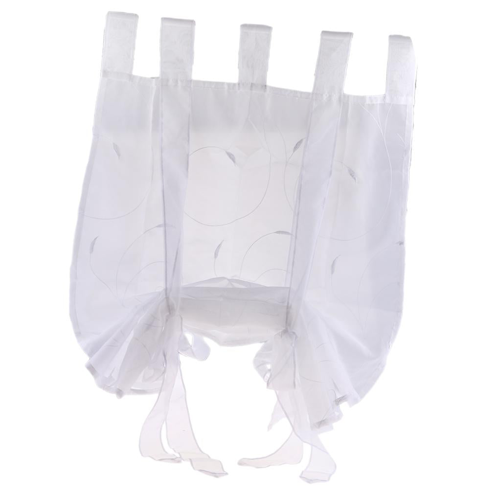 Roman shade European embroidery style tie up window curtain White 120x140cm
