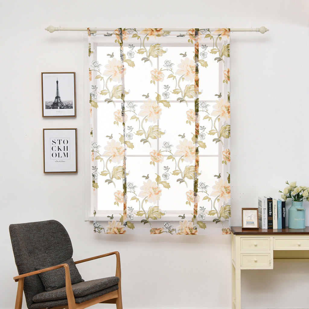Kitchen Window Short Roman Blinds Curtains Panel Yellow Peony 80x140cm