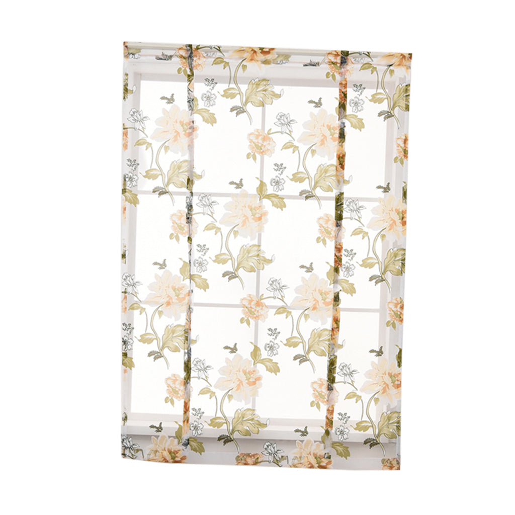 Kitchen Window Short Roman Blinds Curtains Panel Yellow Peony 80x140cm