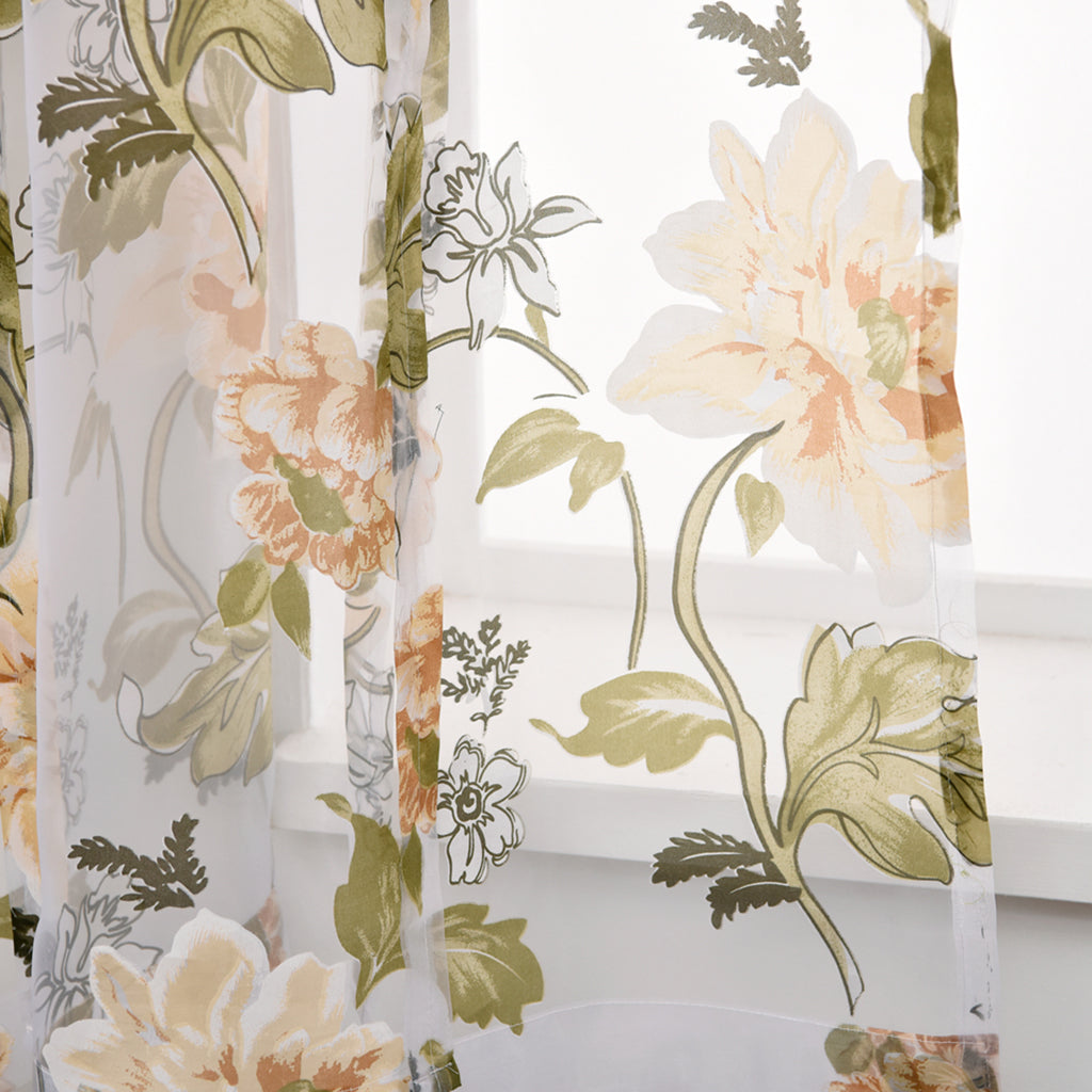 Kitchen Window Short Roman Blinds Curtains Panel Yellow Peony 80x140cm