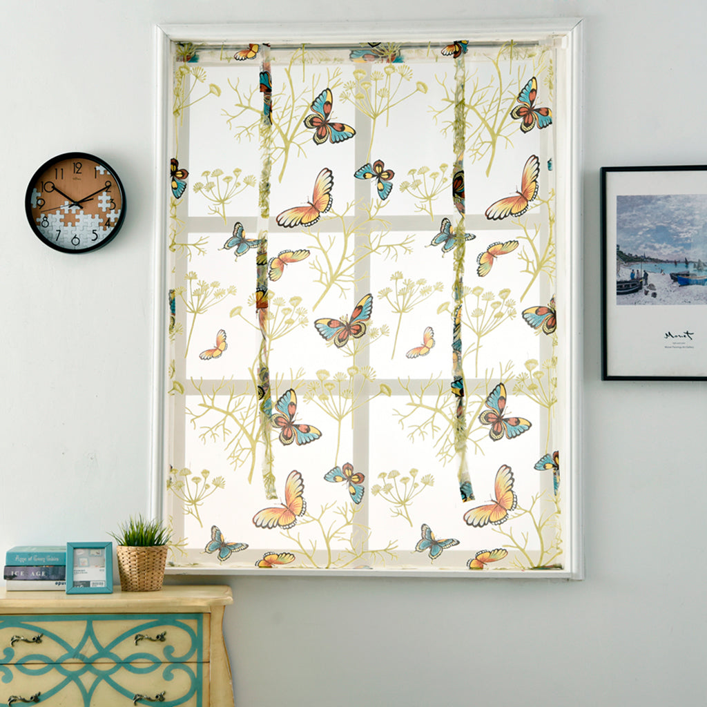 Kitchen Window Short Roman Blinds Curtains Panel Butterfly 140x140cm