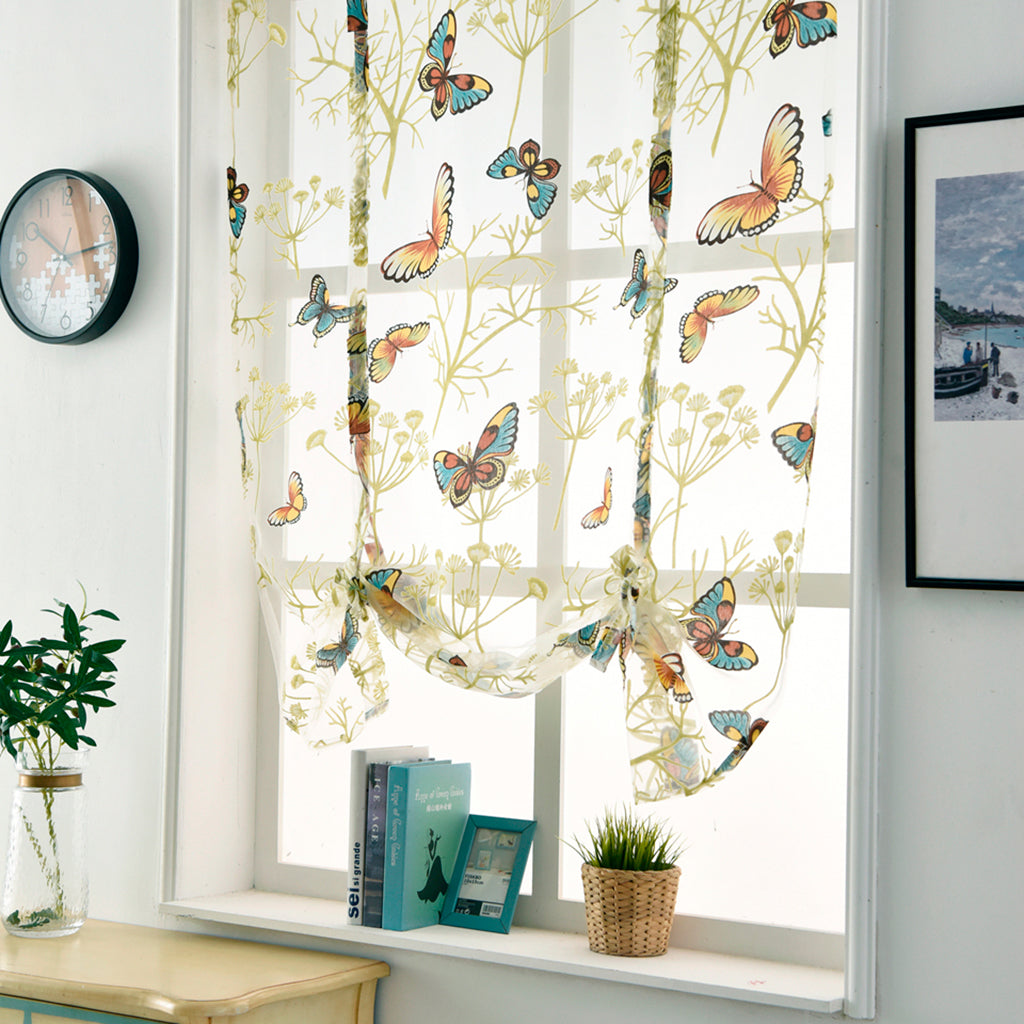Kitchen Window Short Roman Blinds Curtains Panel Butterfly 140x140cm