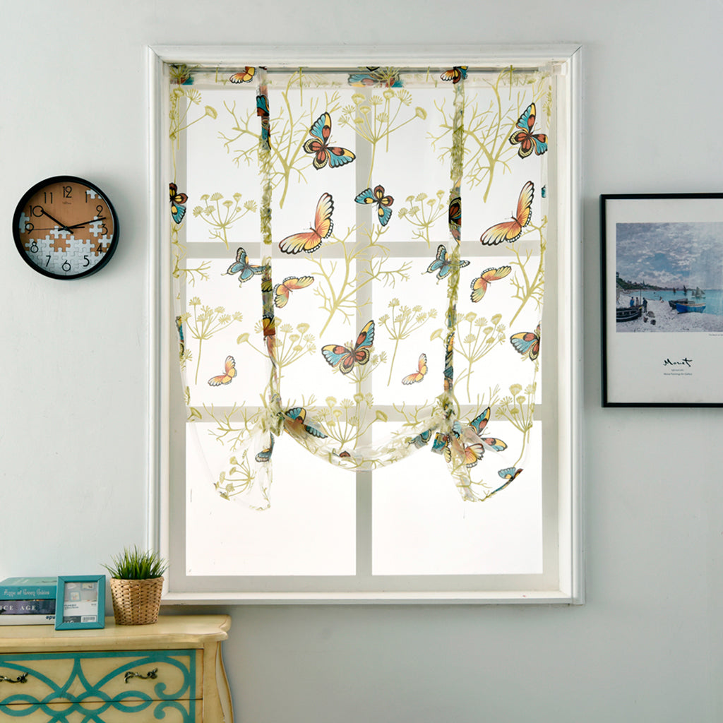 Kitchen Window Short Roman Blinds Curtains Panel Butterfly 140x140cm