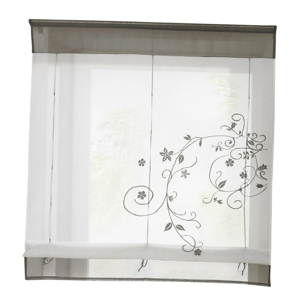 Liftable Roman Curtain Sheer Voile Window Valance Drape #2 Grey, 80x100cm
