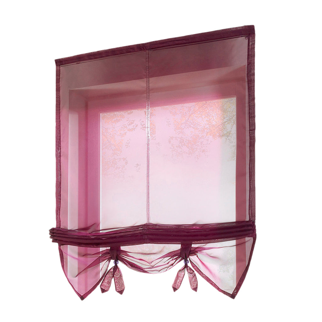 Roman Curtain, Tie Up Shade, Rod Pocket Window Valances Burgundy 120x155cm