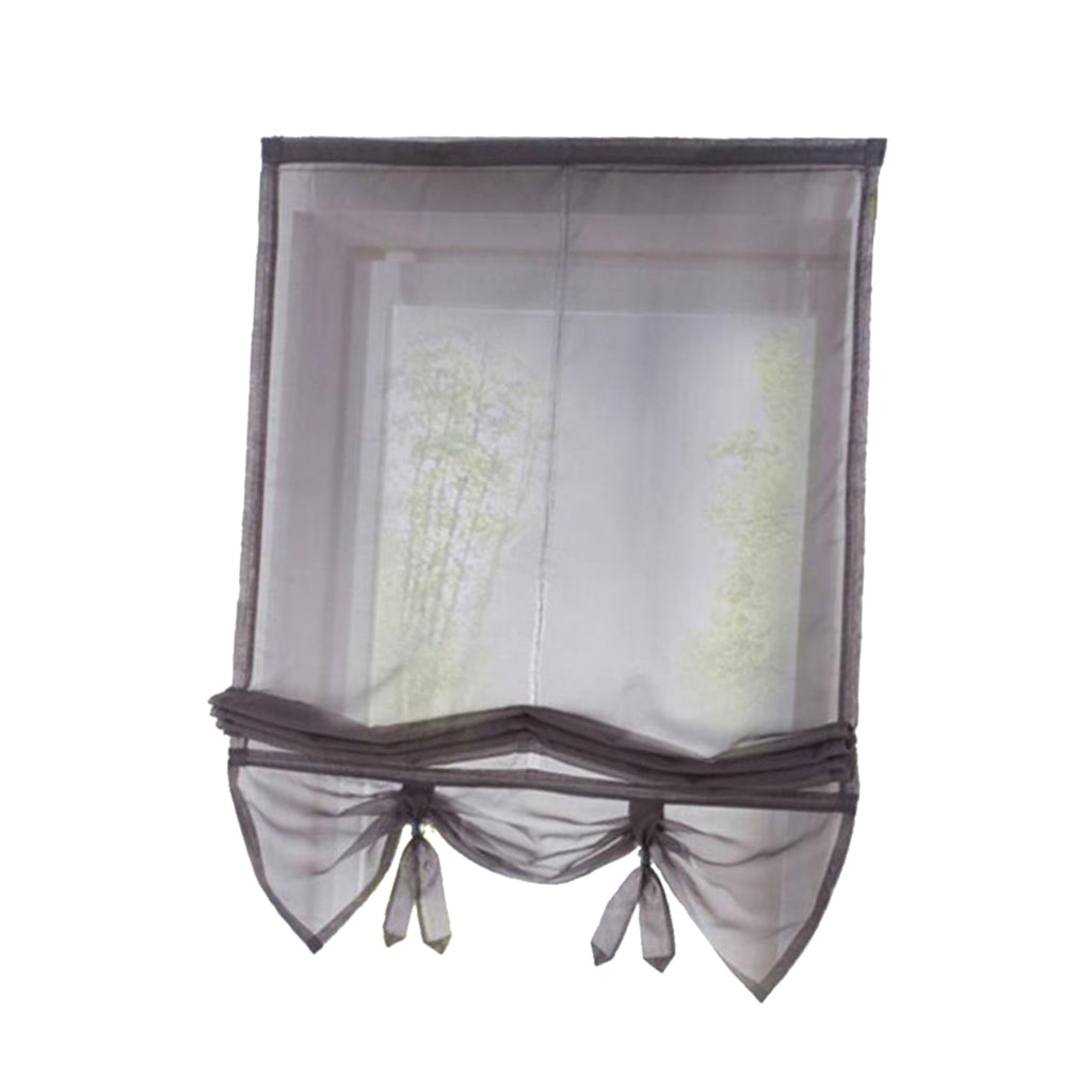 Roman Curtain, Tie Up Shade, Rod Pocket Window Valances Gray 80x155cm