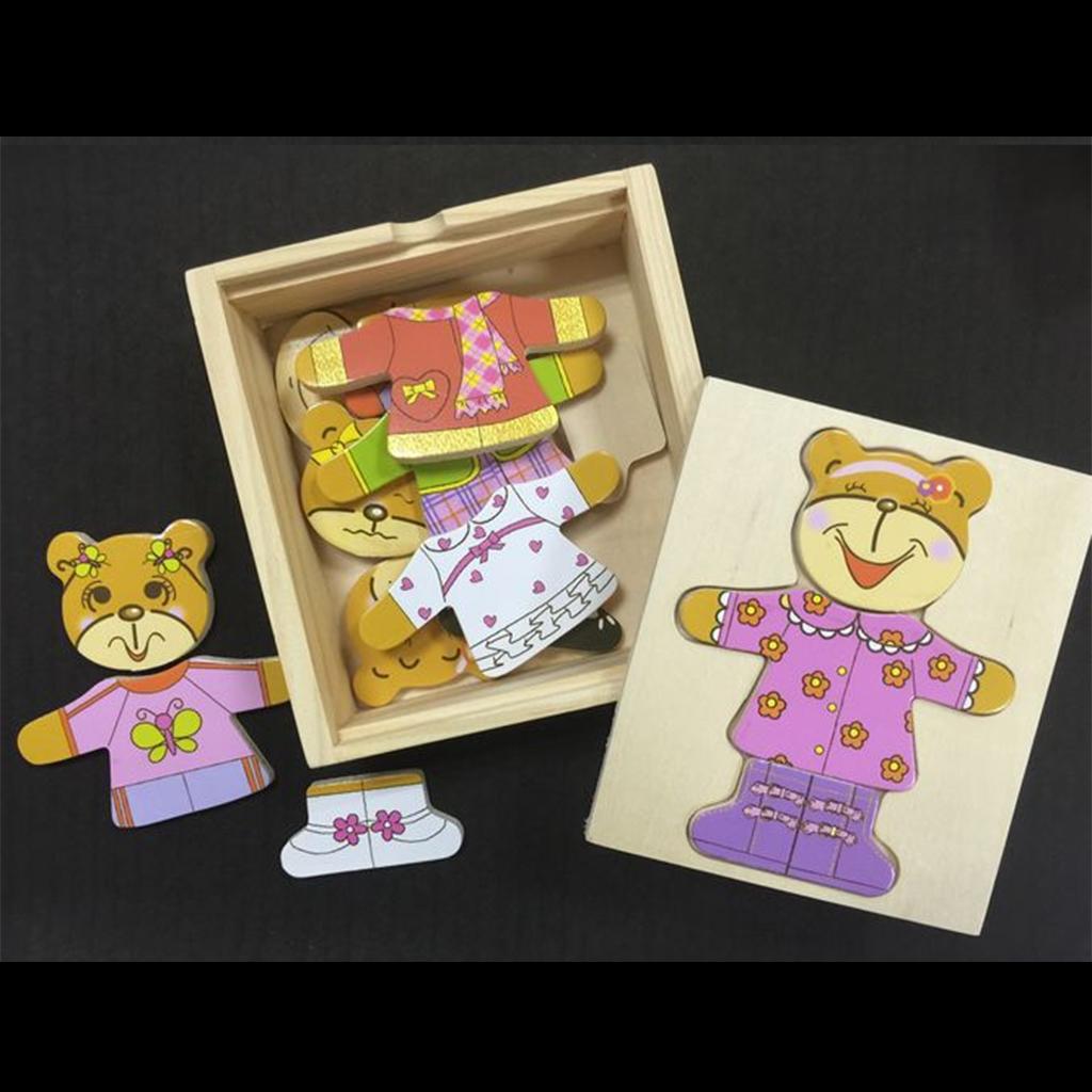 Early Education Toy, Puzzle Block, Bear Clothes Dress Up Play Set Girl Bear