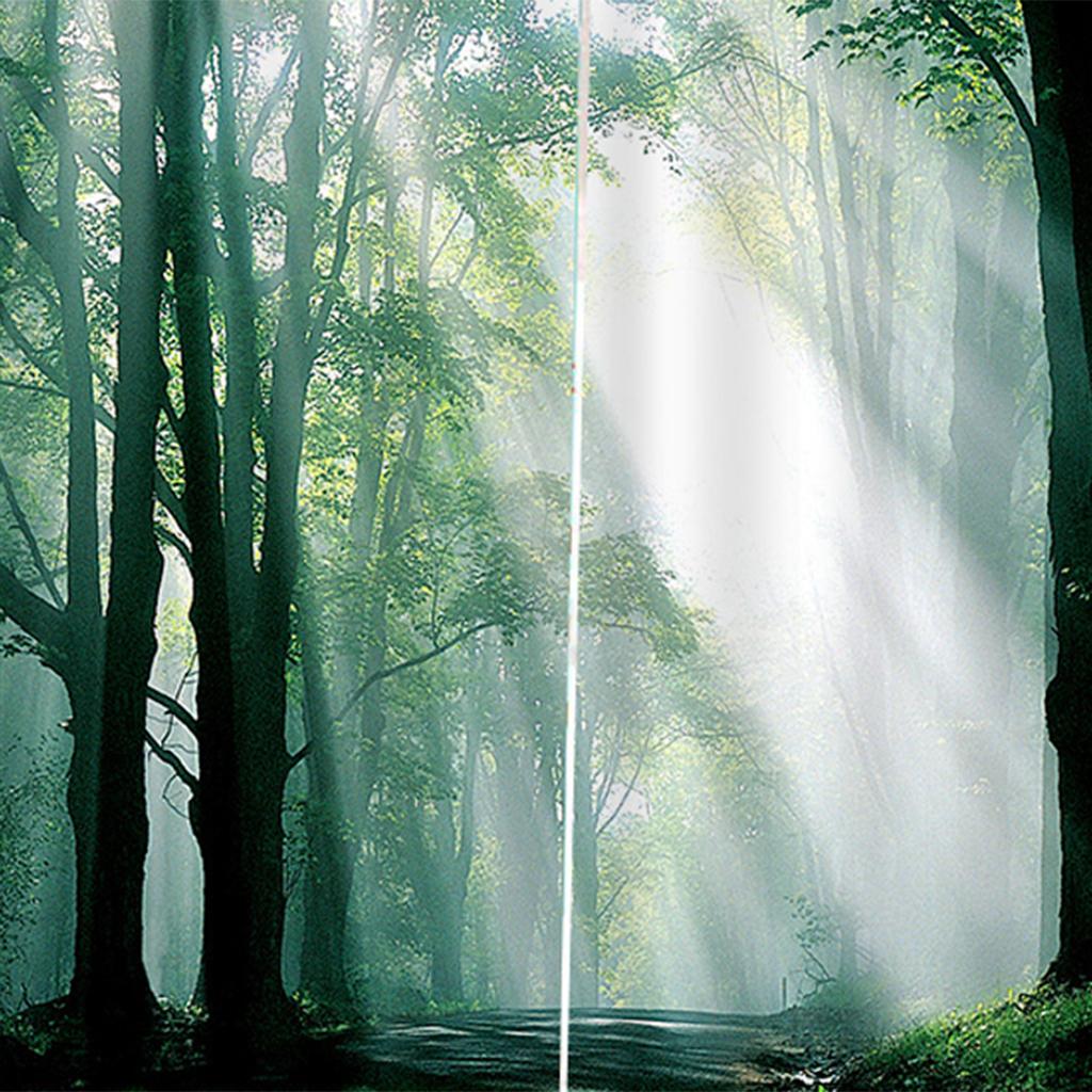 Charming Scenery Printed Window Curtains Drapes Morning Forest