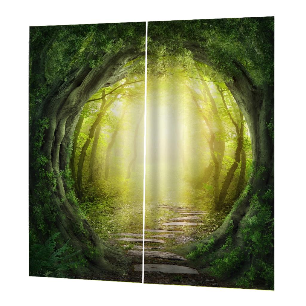 Charming Scenery Printed Window Curtains Drapes Rattan Trail