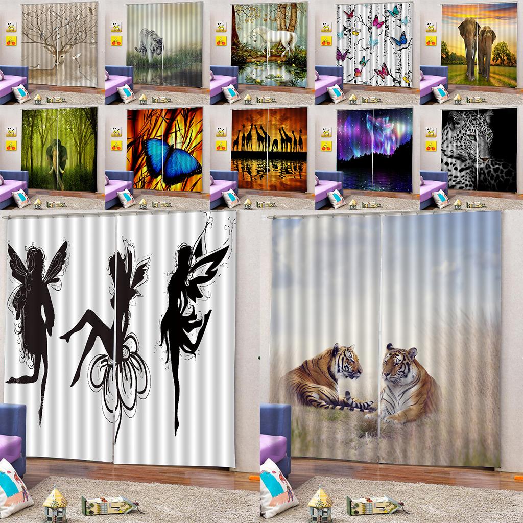 Set of 2 Panel Digital Photo Printing Blackout 3D Curtains Butterfly Fairy