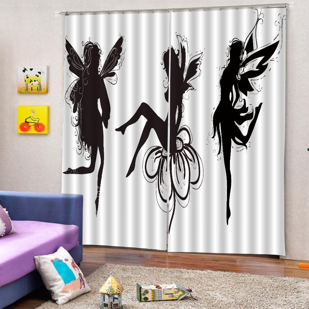 Set of 2 Panel Digital Photo Printing Blackout 3D Curtains Butterfly Fairy