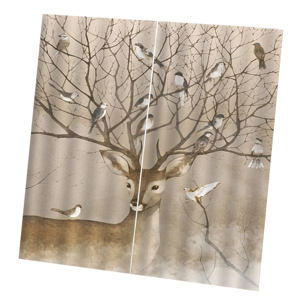 Set of 2 Panel Digital Photo Printing Blackout 3D Curtains Elk Bird