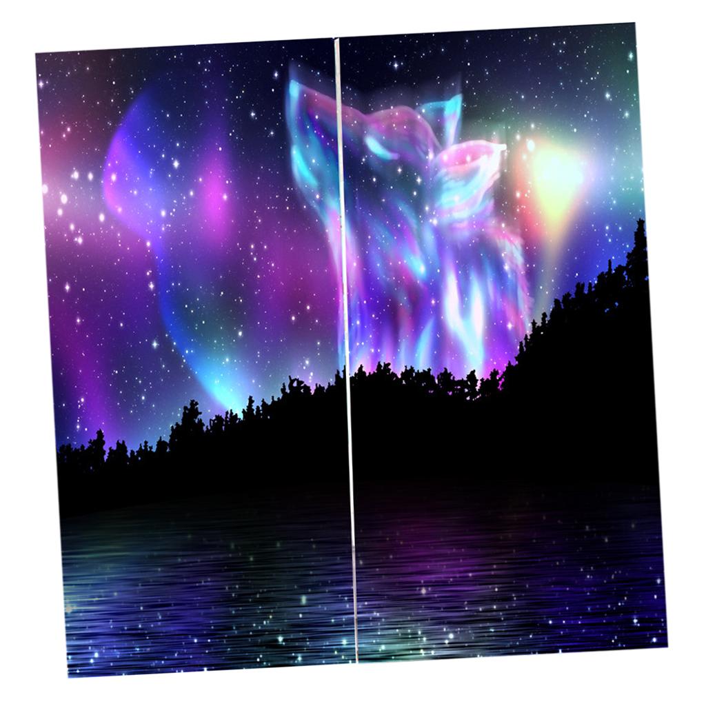 Set of 2 Panel Digital Photo Printing Blackout 3D Curtains Wolf