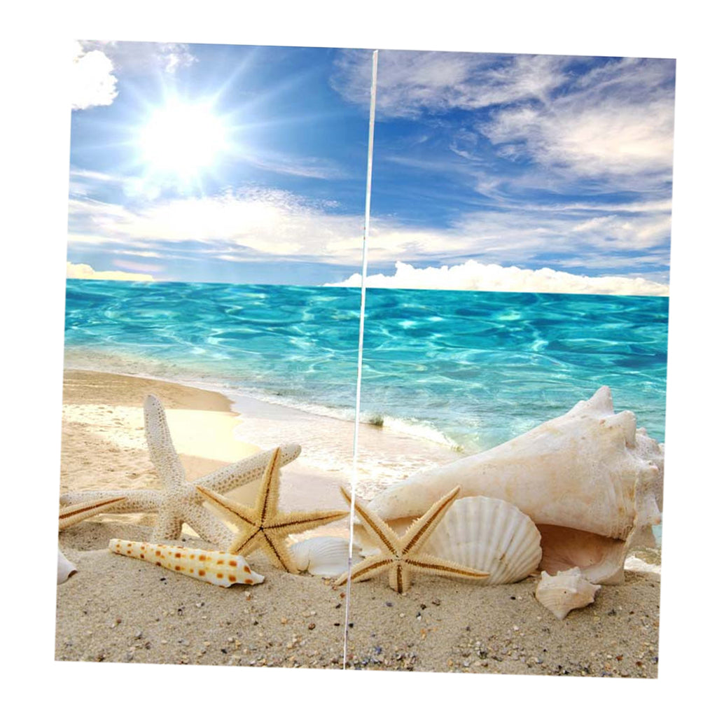 2 Panels Digital Printing Blackout 3D Curtains Window Starfish