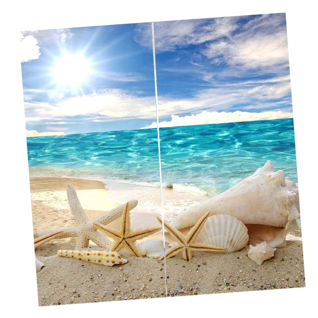 2 Panels Digital Printing Blackout 3D Curtains Window Starfish