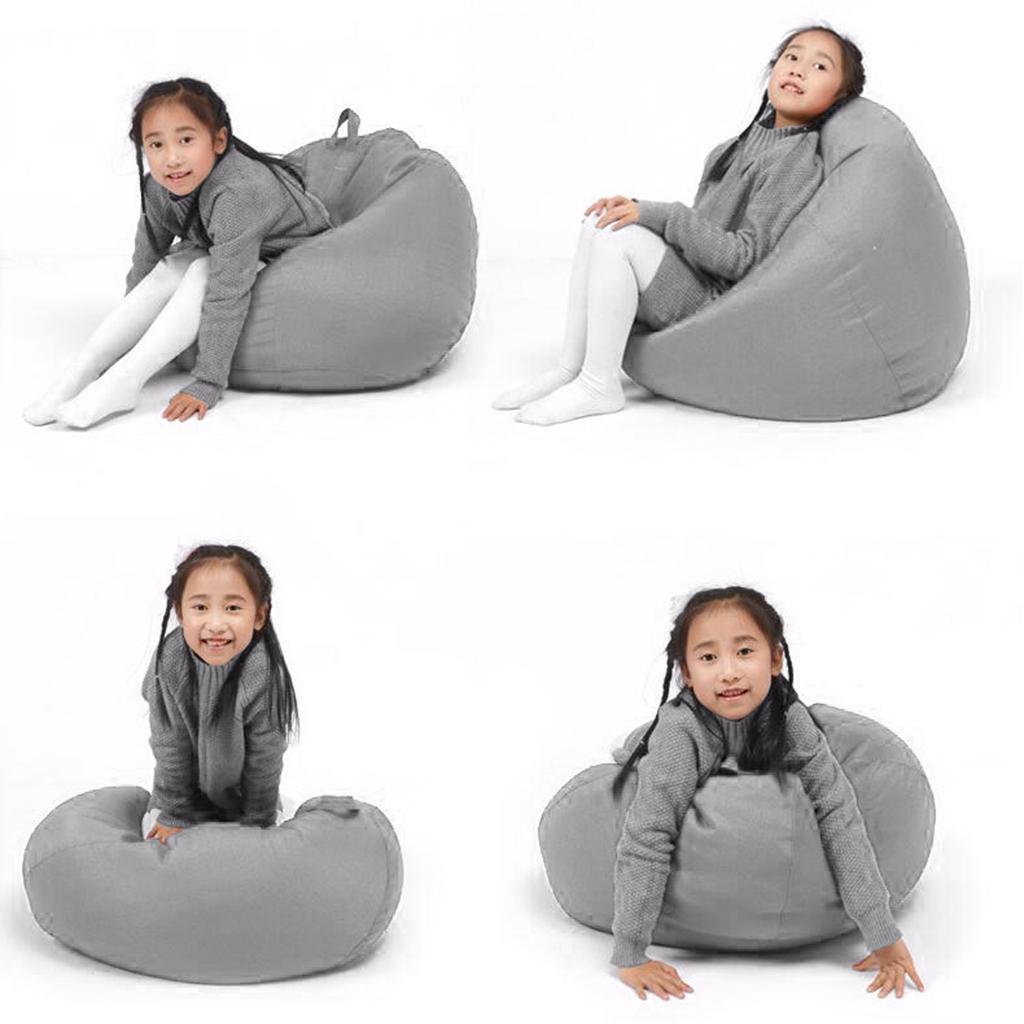 Solid Color Linen Bean Bag Cover Sofa Slipcover Coffee