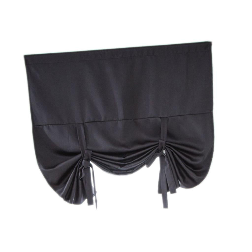 Thermal Insulated Grey Blackout Curtain Tie Up Shade for Small Window Black