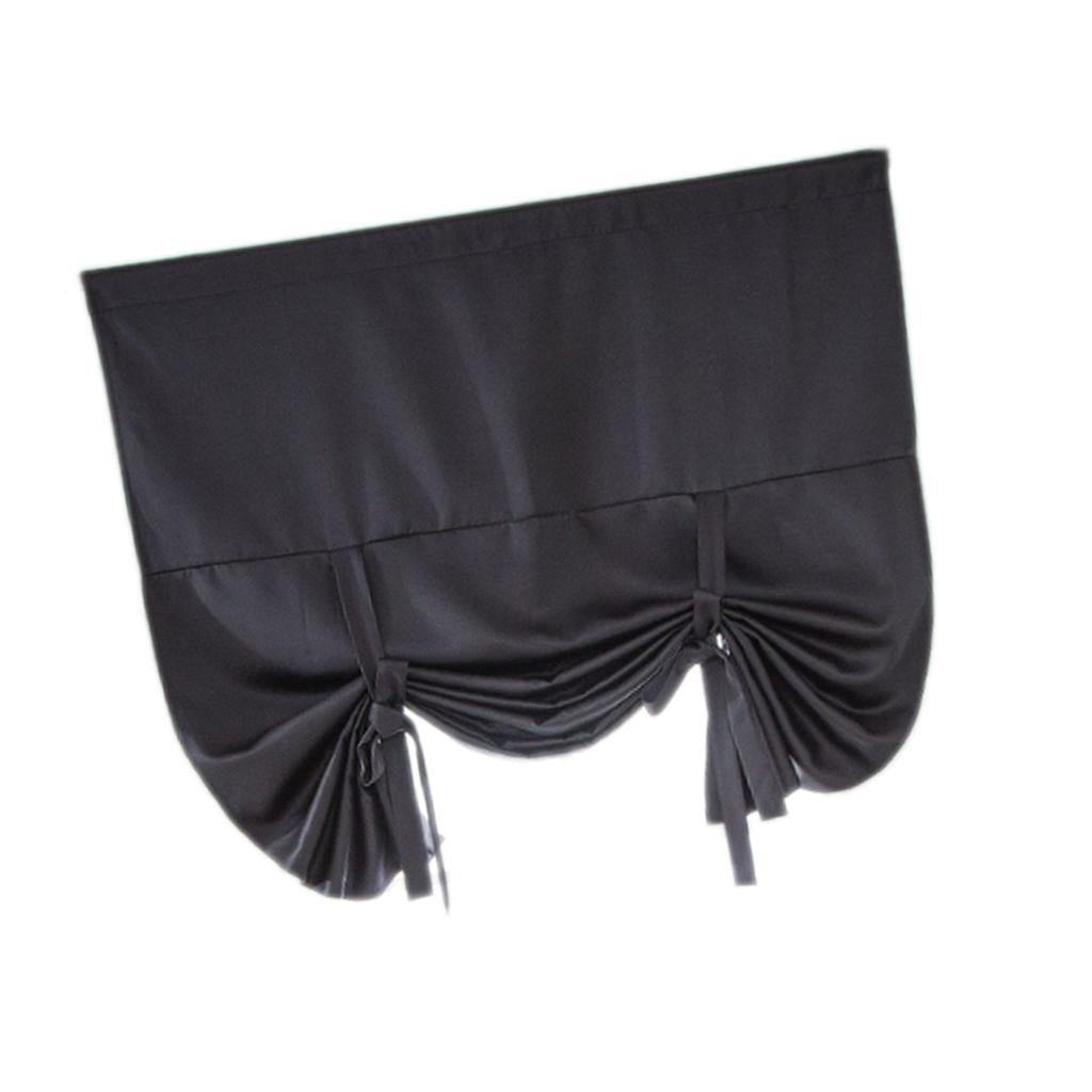 Thermal Insulated Grey Blackout Curtain Tie Up Shade for Small Window Black