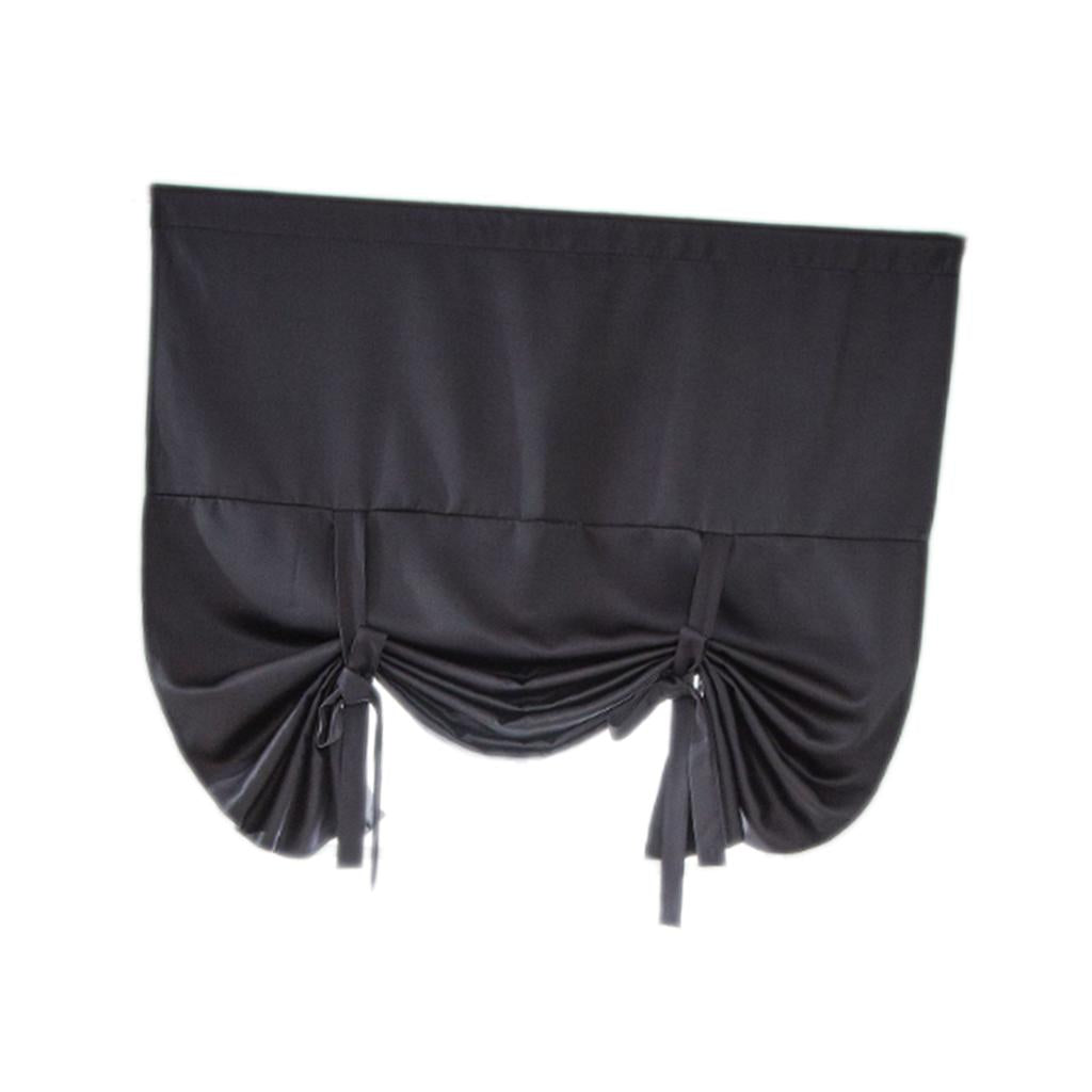 Thermal Insulated Grey Blackout Curtain Tie Up Shade for Small Window Black