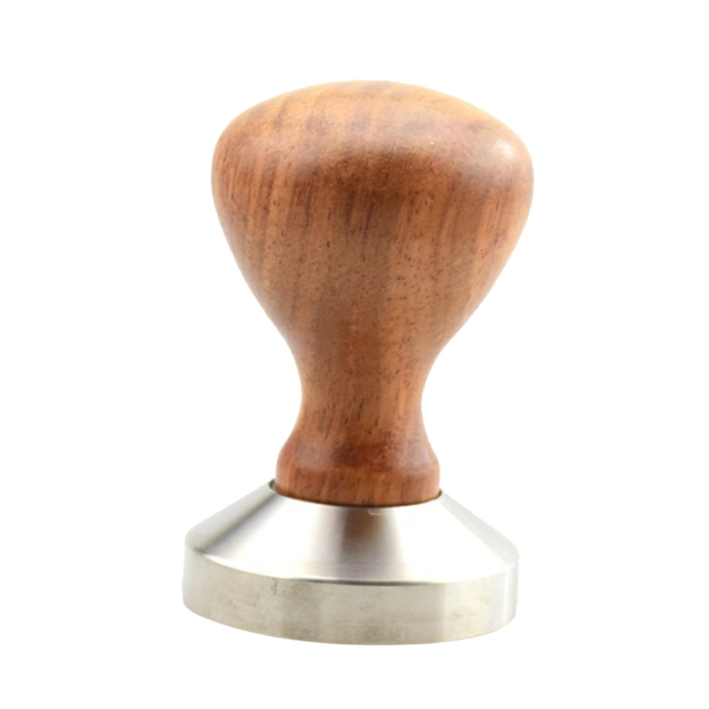 Stainless Steel Espresso Coffee Bean Tamper Press Tool Wooden Handle #2 53mm