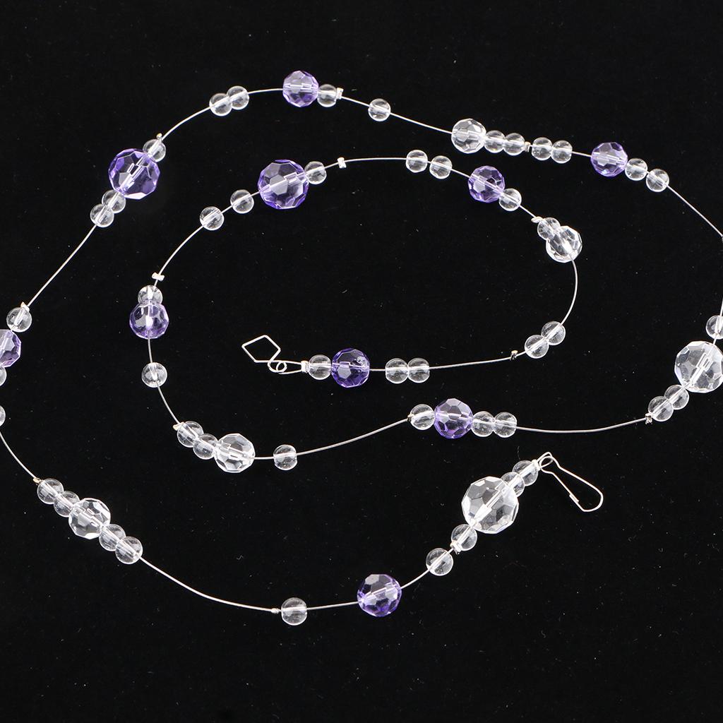 Crystal Ball Beaded Hanging Door Curtain Beads Garland Chains Light Purple