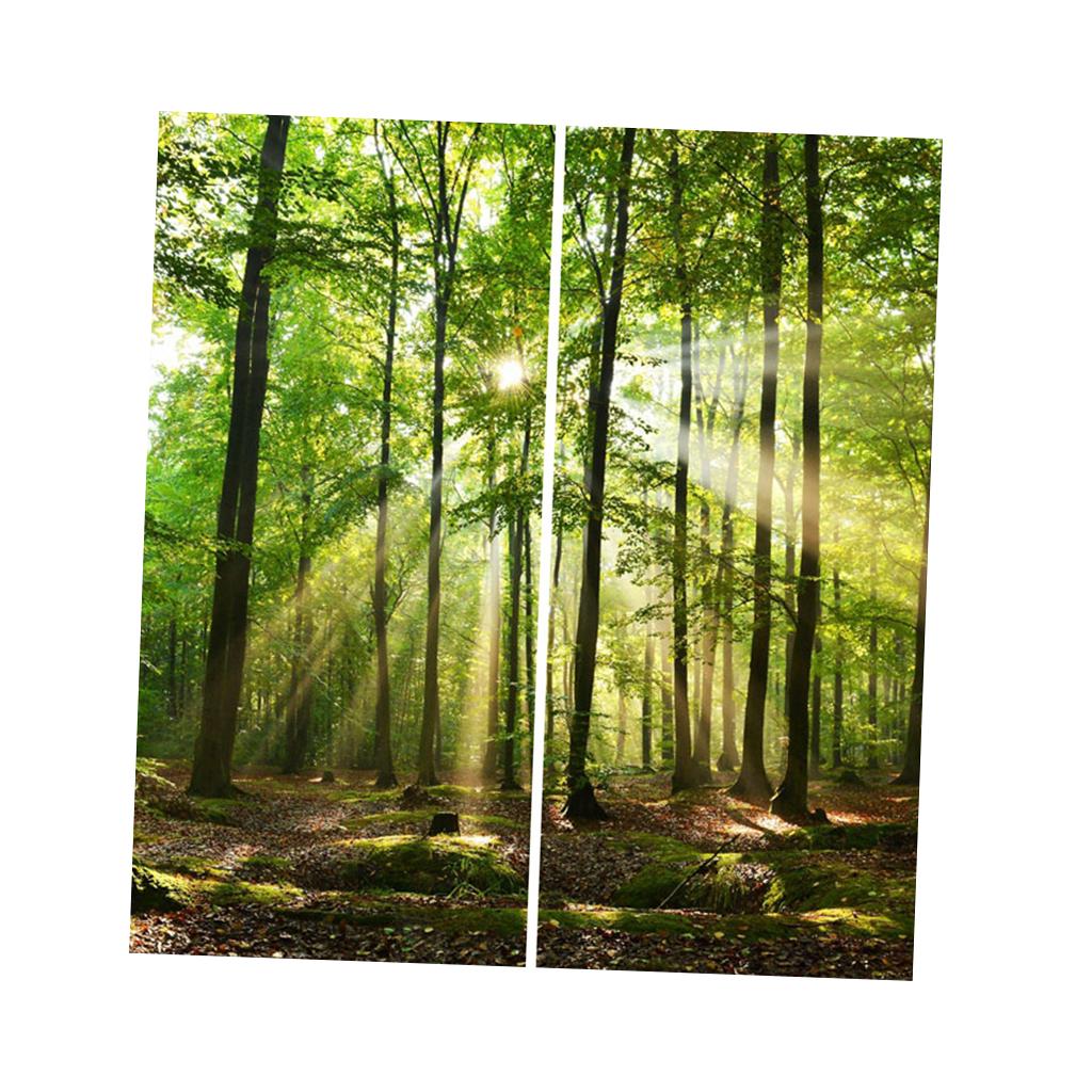 Set of 2 Panels Digital Printing 3D Curtains 140x100cm Sunshine Forest