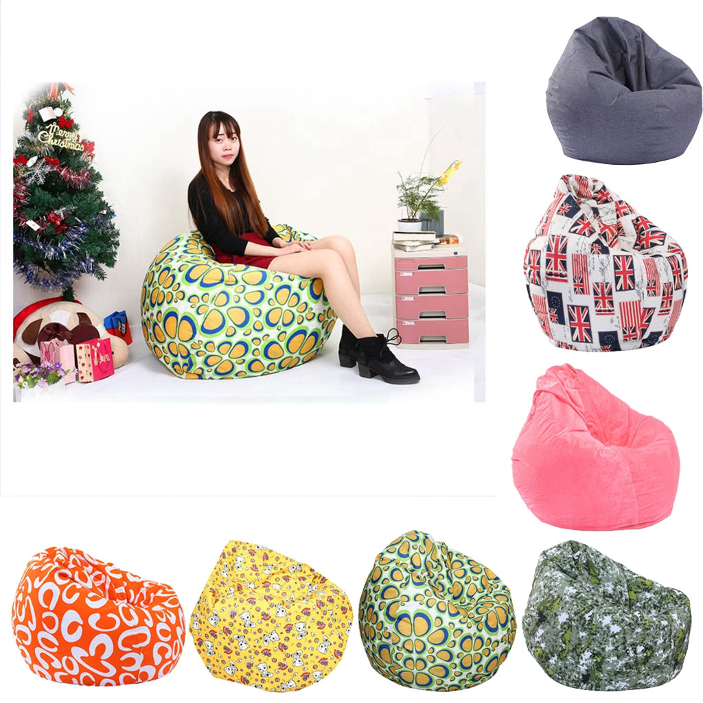 Modern Printed Linen Beanbag Cover Sofa Slipcover Toy Storage Case Art Print