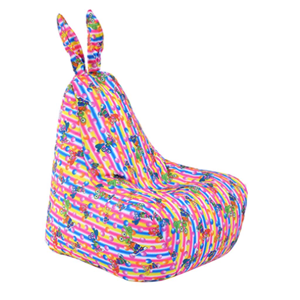 Rabbit Ear Backrest Bean Bag Cover Stuffed Animal Storage Holder Striped