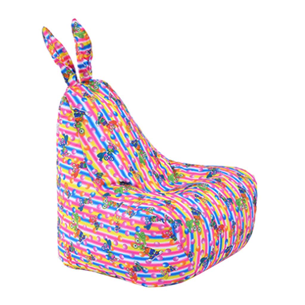 Rabbit Ear Backrest Bean Bag Cover Stuffed Animal Storage Holder Striped