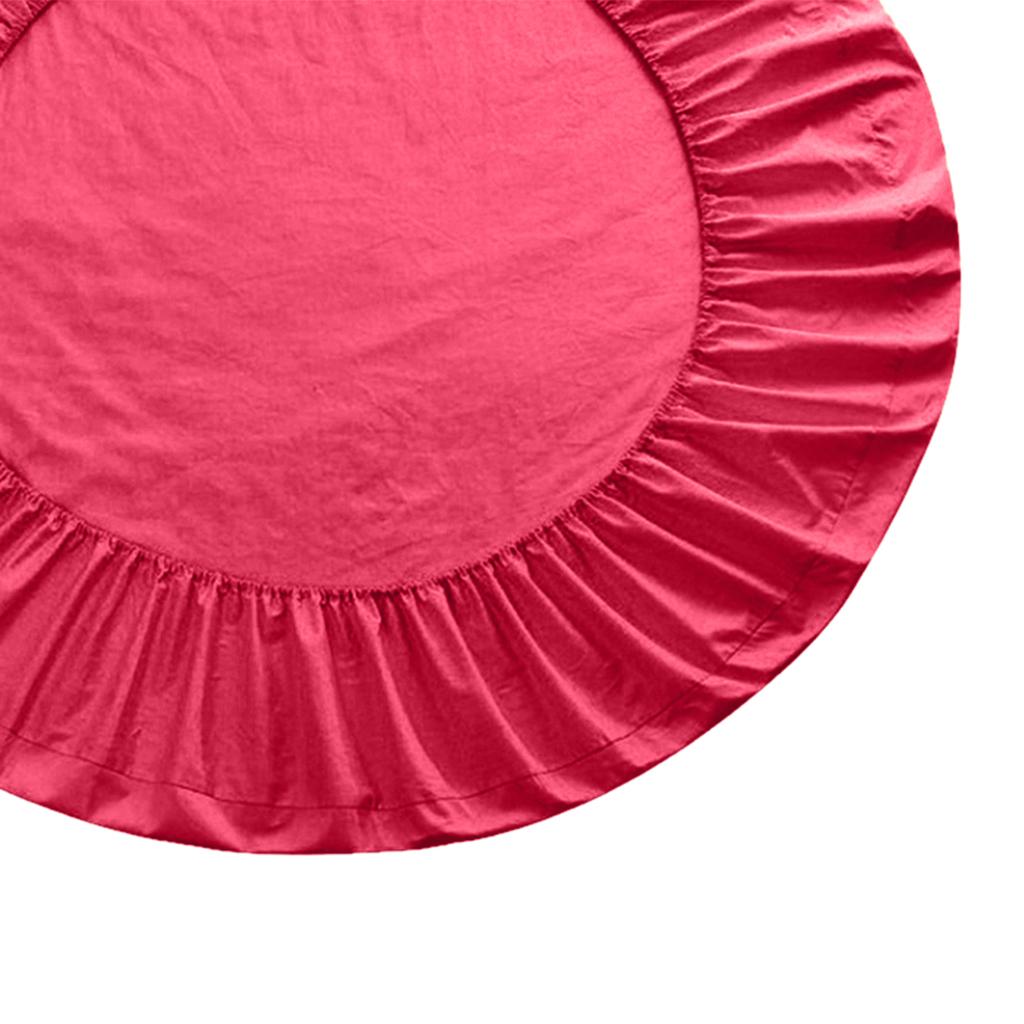 Solid Color 100% Cotton Round Bed Fitted Sheet Bed Cover Hot Pink