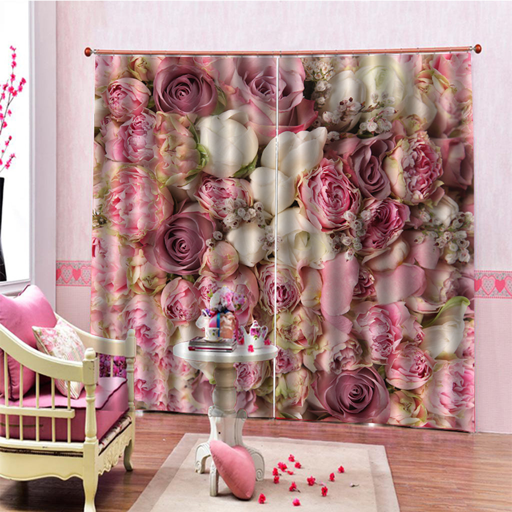 Charming Floral Printed Window Curtains Bath Drapes 6
